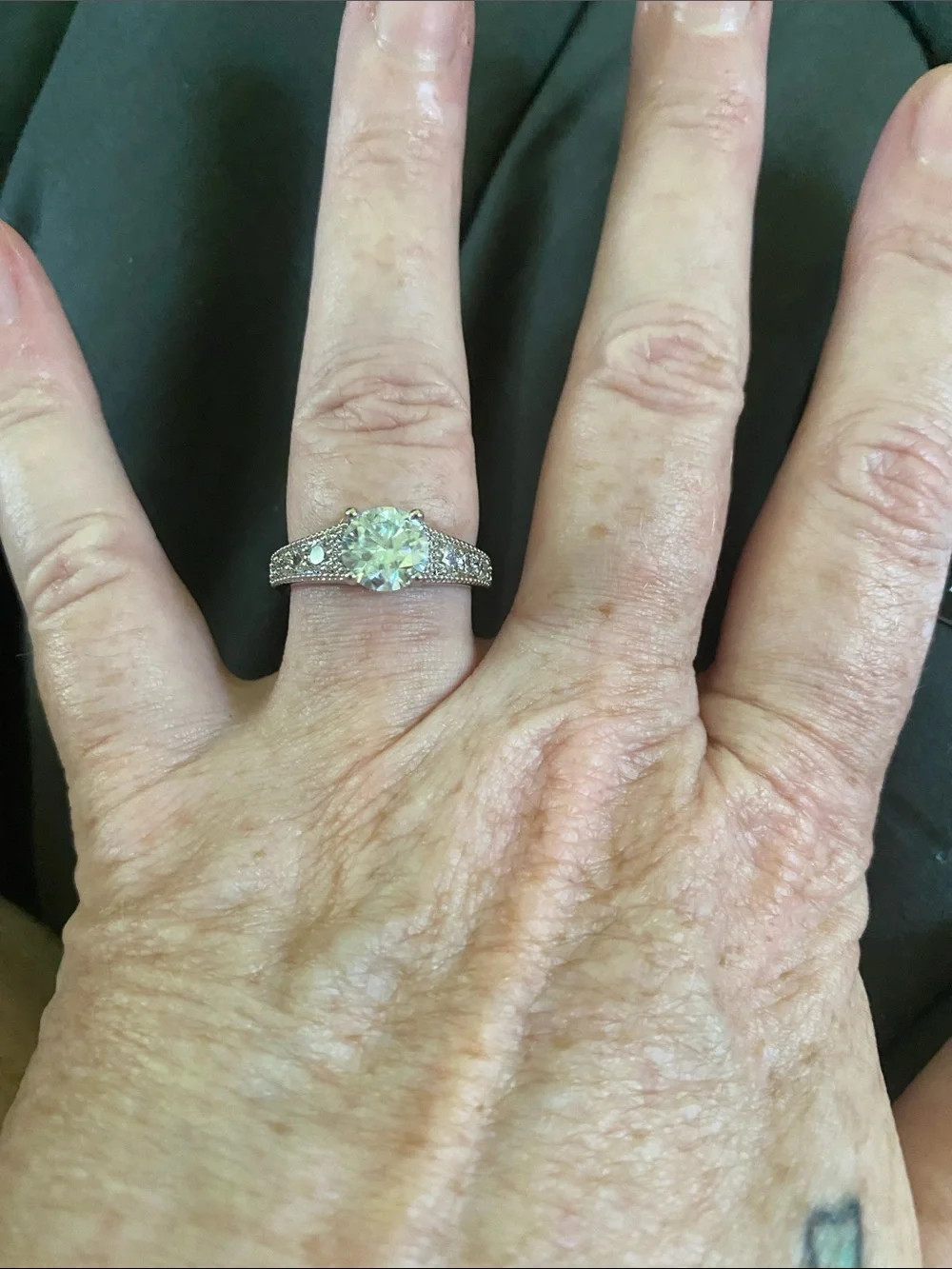 GRA Moissanite Engagement Ring in Silver with Clear Stone 2 CT